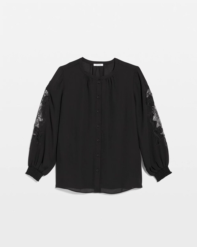 Crepe Banded Collar Blouse - image 5